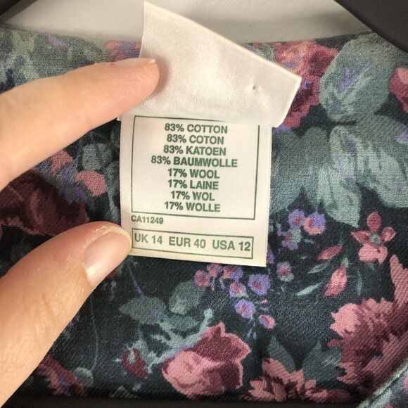 Laura Ashley Size USA 12 Floral Basque Waist Button Tea‎ Dress Made In Ireland - Picture 6 of 16